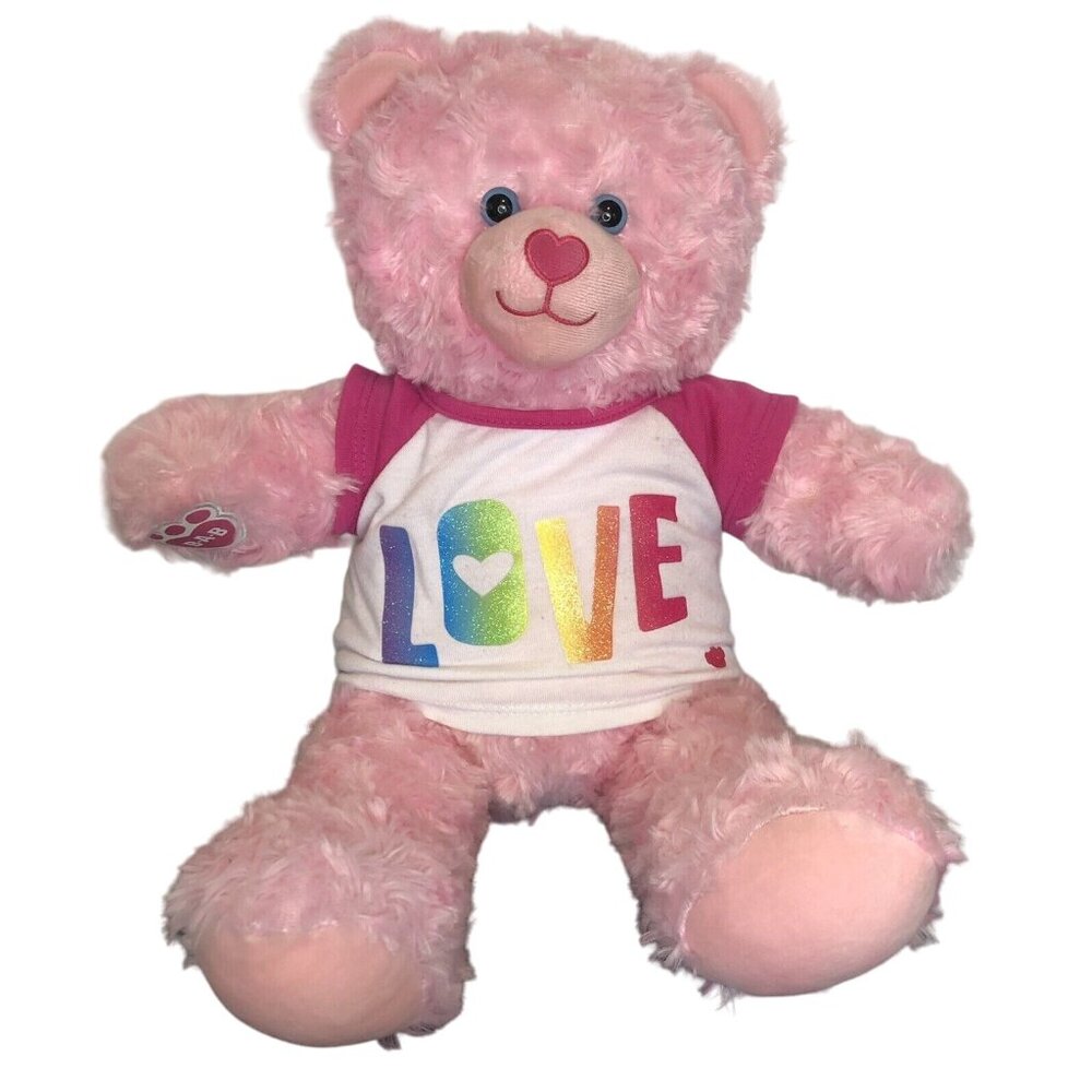 Build-A-Bear Workshop Pink Cuddles Bear Plush Teddy Doll 2019 w/Love T-Shirt
